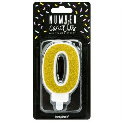 PartyDeco Birthday Candle Number 0 - Gold